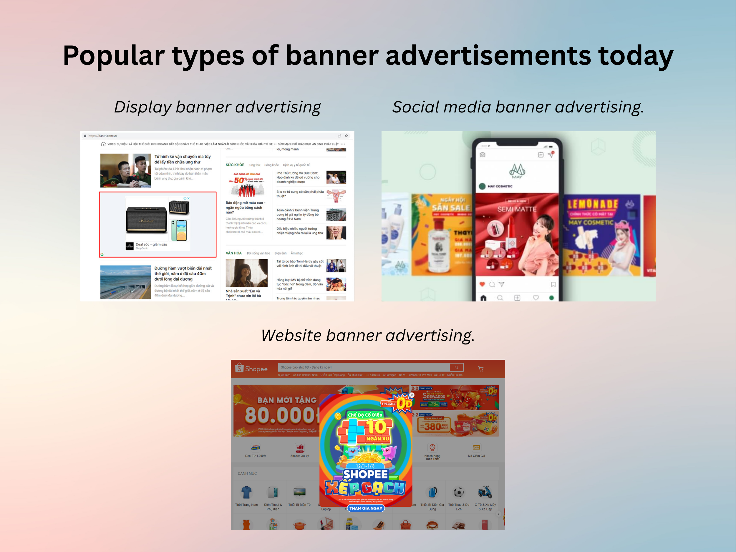 Popular types of banner advertisements today.