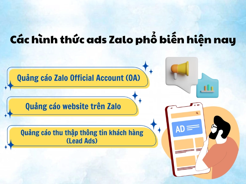 Các hình thức ads Zalo phổ biến hiện nay