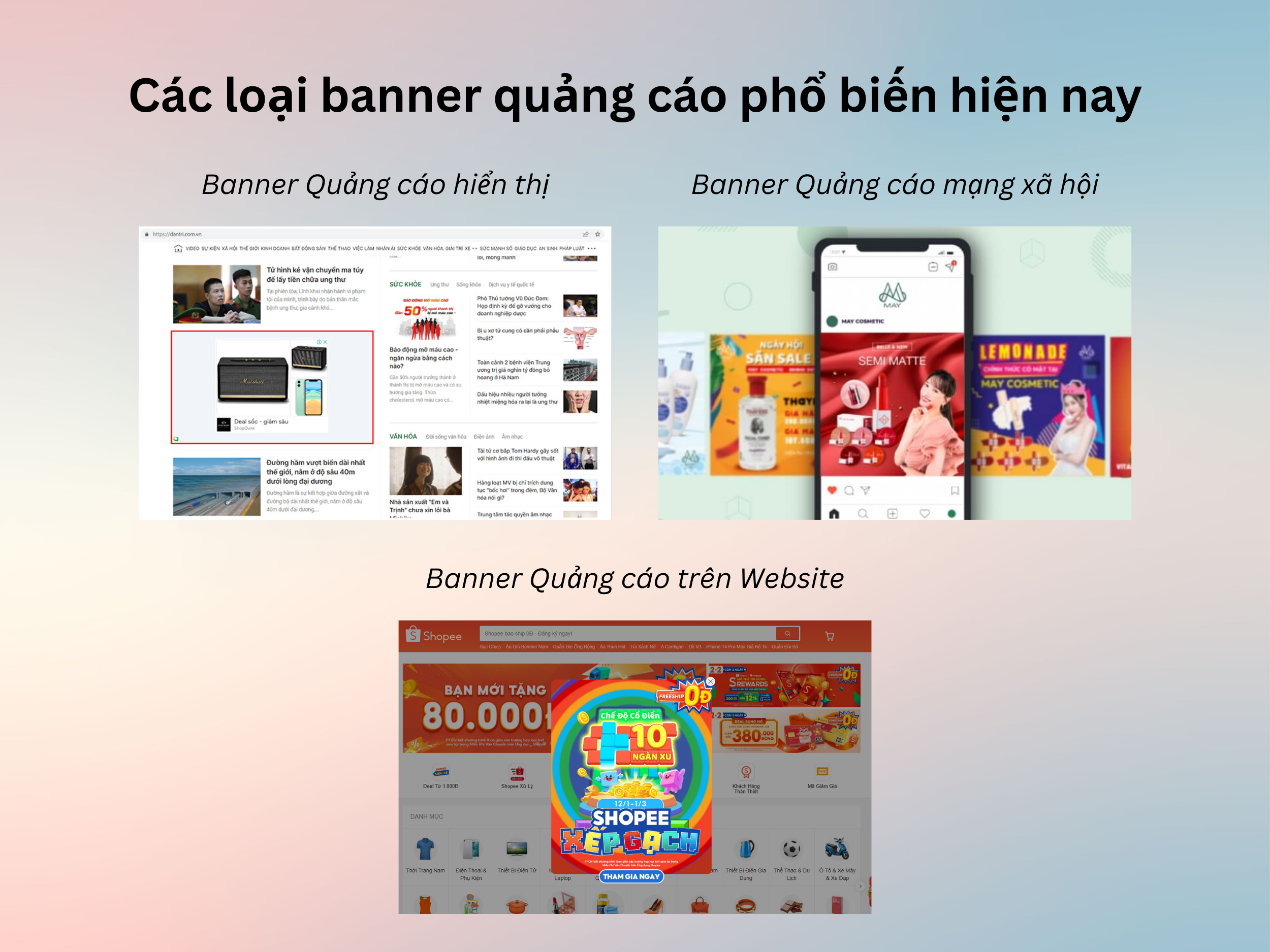 Các loại banner quảng cáo phổ biến hiện nay
