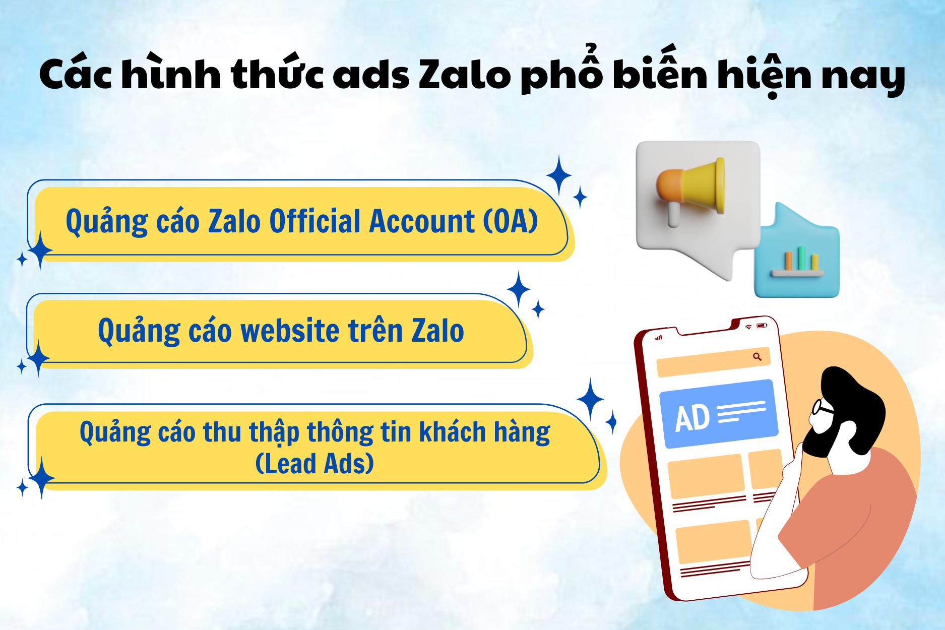 Các hình thức ads Zalo phổ biến hiện nay