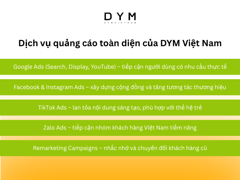 Dịch vụ quảng cáo toàn diện của DYM Việt Nam