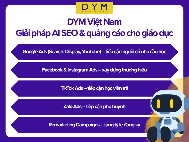 DYM Việt Nam – Giải pháp AI SEO & quảng cáo cho giáo dục