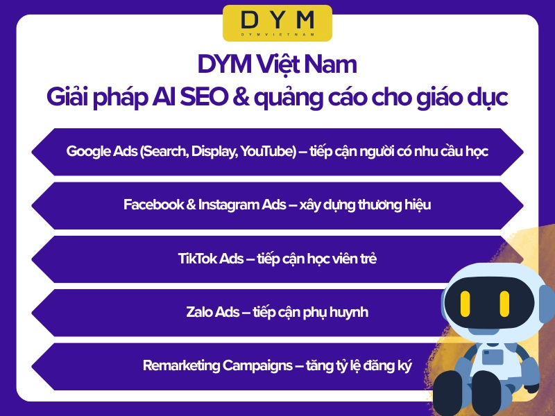 DYM Việt Nam – Giải pháp AI SEO & quảng cáo cho giáo dục