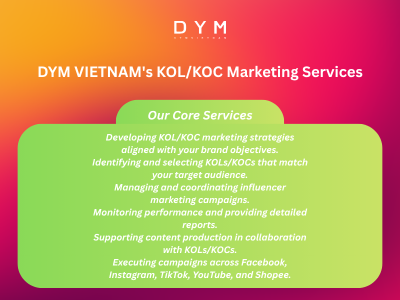 DYM VIETNAM's KOL/KOC Marketing Services