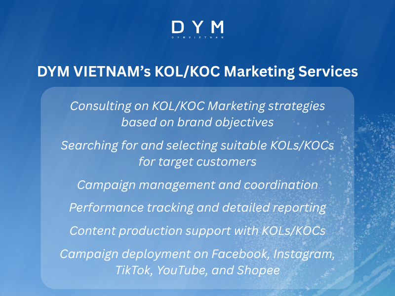 DYM VIETNAM's KOL/KOC Marketing Services