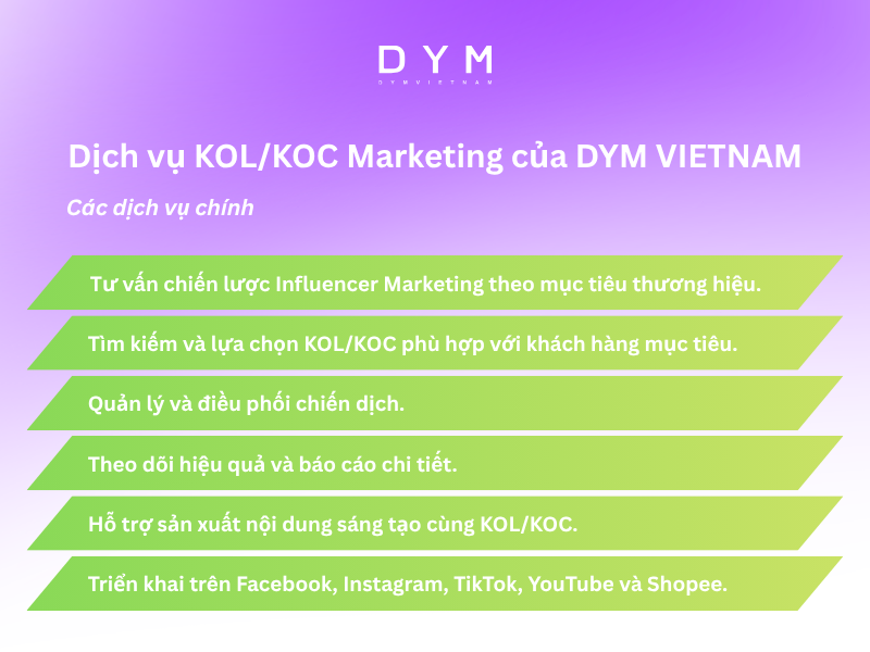 Dịch vụ KOL_KOC Marketing của DYM VIETNAM