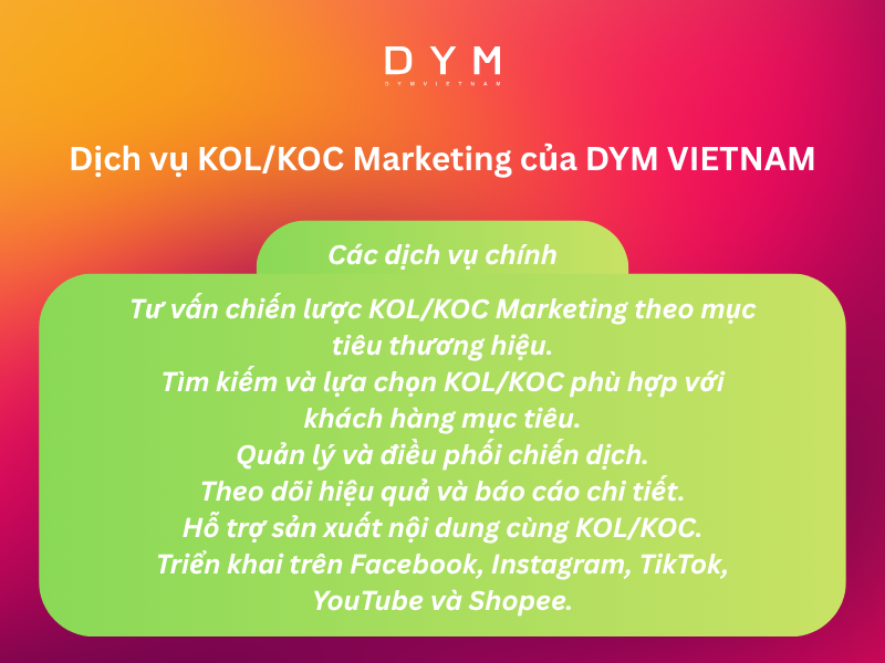 Dịch vụ KOL/KOC Marketing của DYM VIETNAM