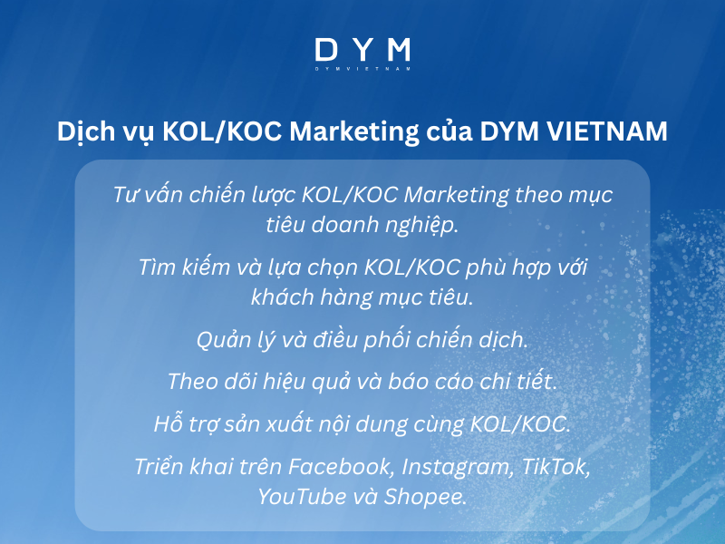 Dịch vụ KOL/KOC Marketing của DYM VIETNAM