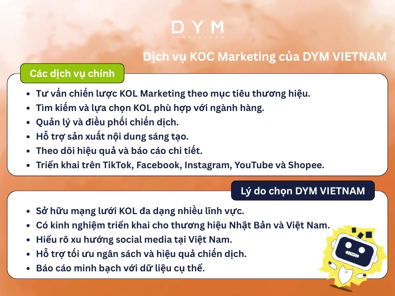 Dịch vụ KOC Marketing của DYM VIETNAM