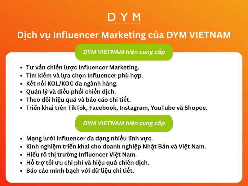 Dịch vụ Influencer Marketing của DYM VIETNAM